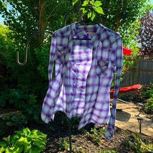 Plaid western long sleeve button down